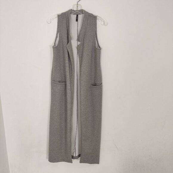 Stradivarius Women's Long Vest Size M Gray Casual Simple Minimalist Outerwear - Picture 1 of 8
